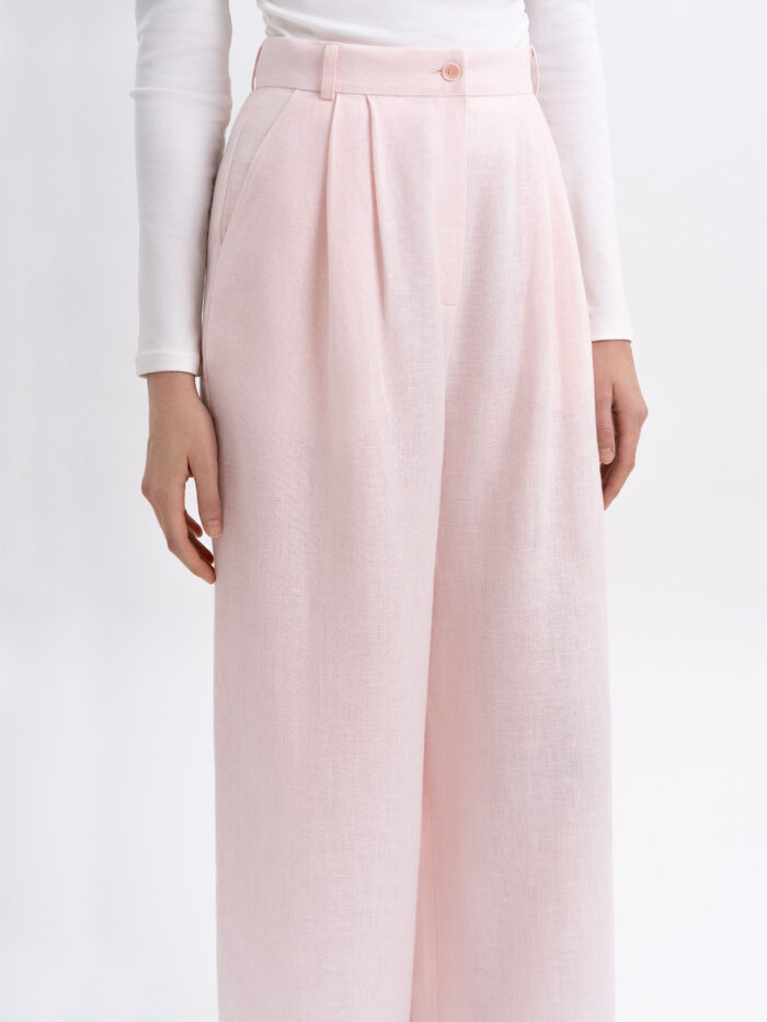 Etnodim Light pink linen women's pants «Agrus» - Image 3