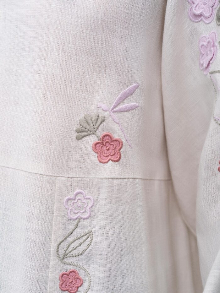 Etnodim Long linen embroidered dress with floral by the motives of Rozmay - Image 6