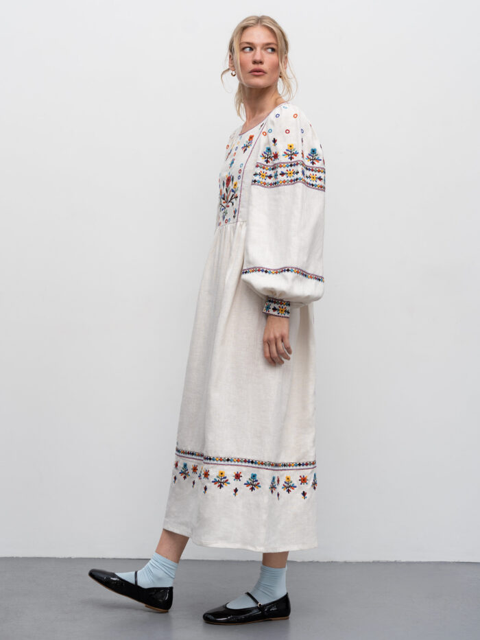 Etnodim Long embroidered linen dress with yavorivsky ornament Yaryna - Image 6