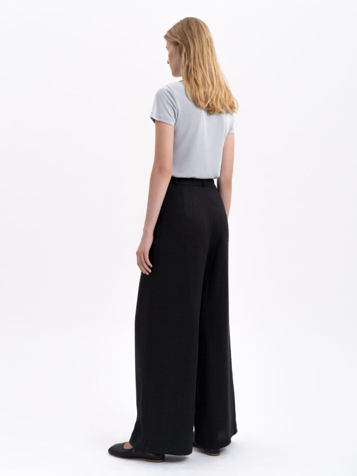 Etnodim Black linen women's pants "Agrus" - Image 4