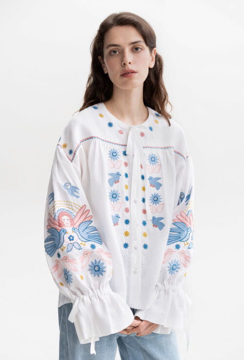 Etnodim White embroidered shirt with abundant embroidery Prychornomorya