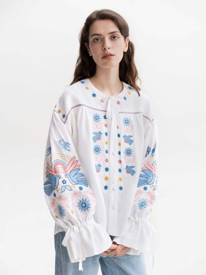Etnodim White embroidered shirt with abundant embroidery Prychornomorya