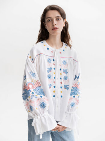 Etnodim White embroidered shirt with abundant embroidery Prychornomorya