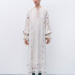 Etnodim Long linen embroidered dress with floral by the motives of Rozmay