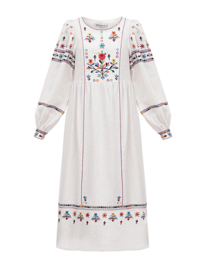 Etnodim Long embroidered linen dress with yavorivsky ornament Yaryna - Image 8