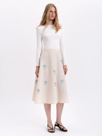 Etnodim Linen embroidered skirt of milk color «Adoxa»
