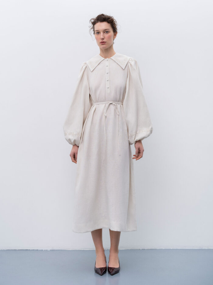Etnodim Linen dress with embroidery Pervotsvit Light