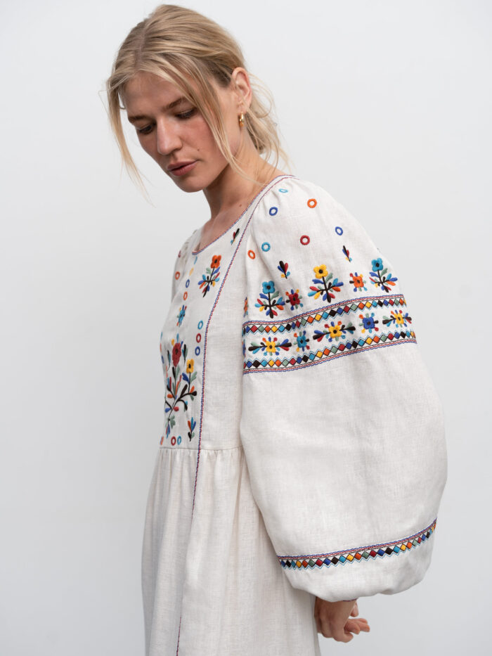 Etnodim Long embroidered linen dress with yavorivsky ornament Yaryna - Image 2