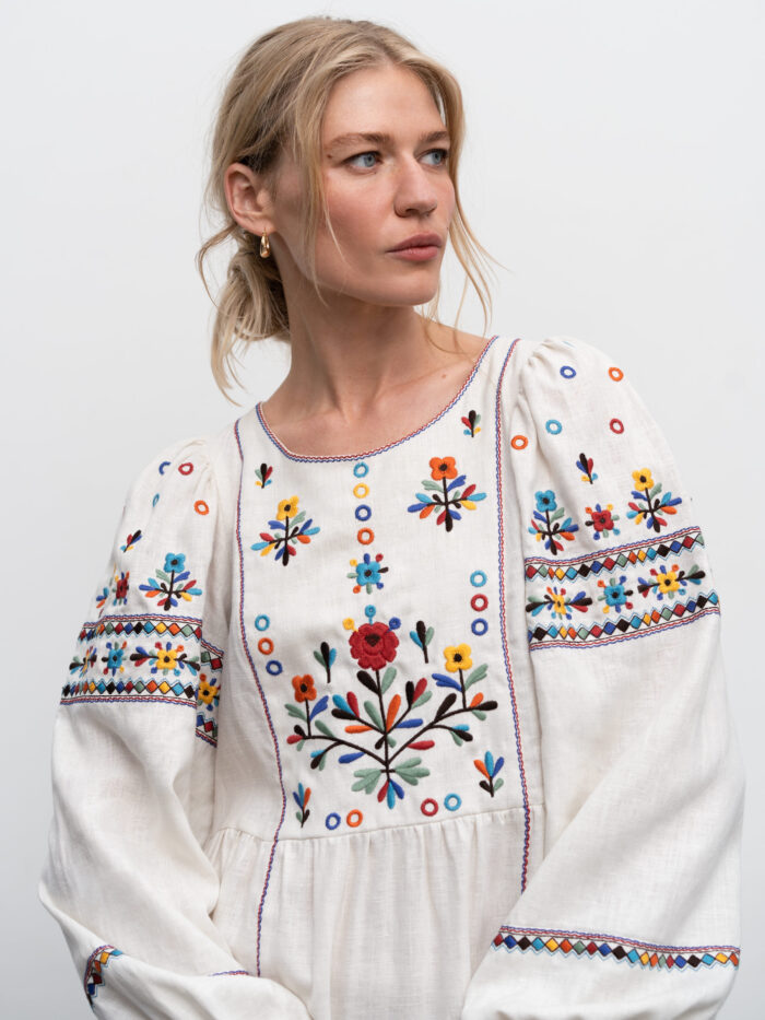 Etnodim Long embroidered linen dress with yavorivsky ornament Yaryna - Image 4