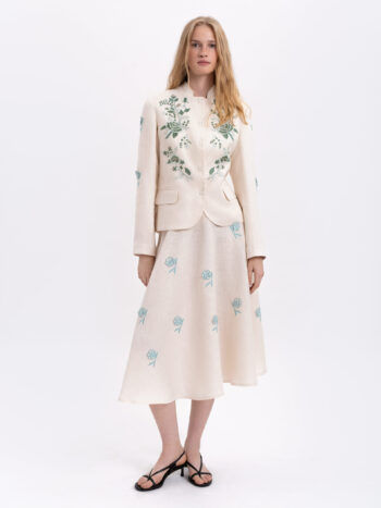 Etnodim Linen embroidered skirt of milk color «Adoxa»
