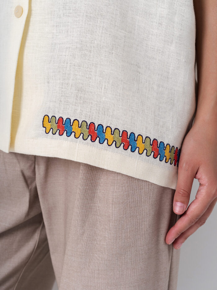 Etnodim Linen shirt with short sleeves and embroidery Konyk - Image 5