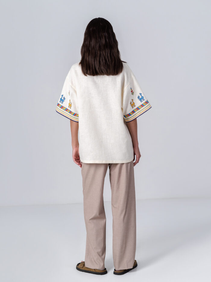 Etnodim Linen shirt with short sleeves and embroidery Konyk - Image 6
