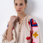 Etnodim Light linen dress with applique Eva