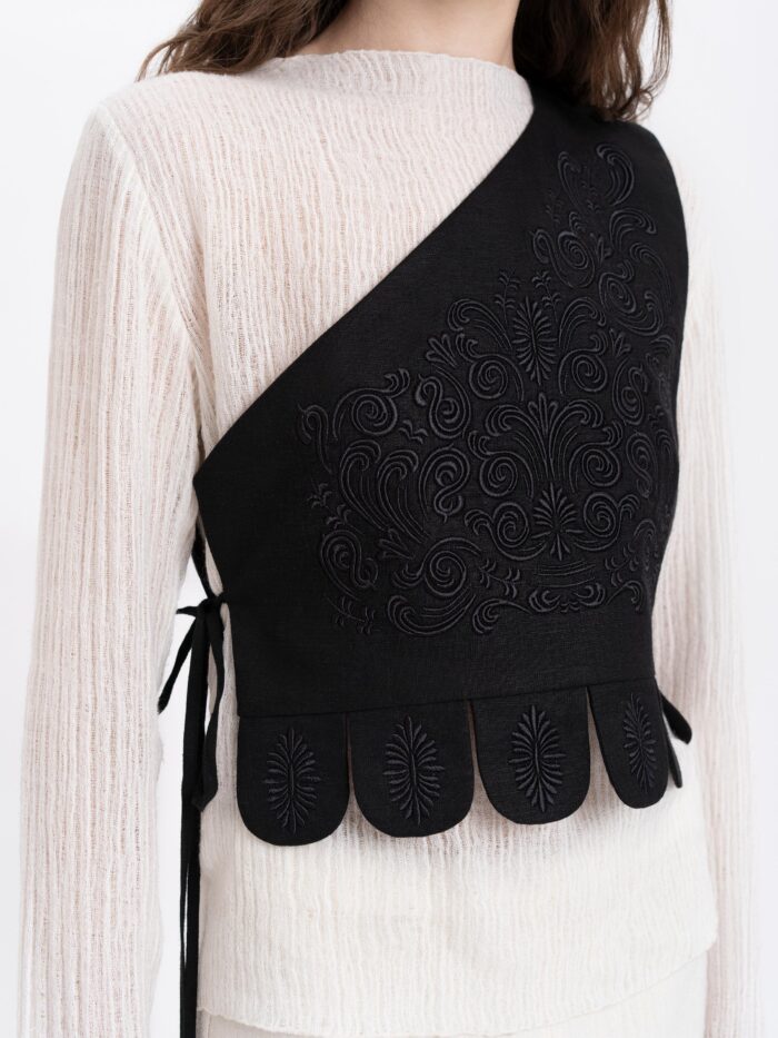 Etnodim Asymmetric vest with black embroidery in tone "Osiayna" - Image 3
