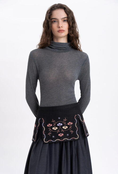 Etnodim Black linen basque "Polyn"