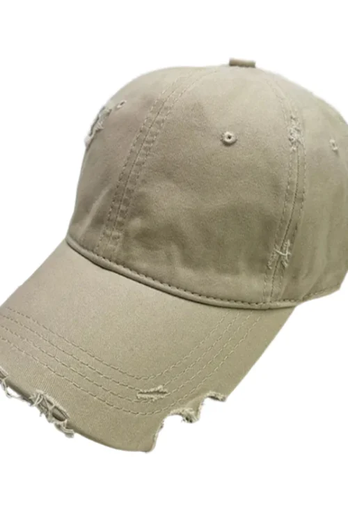 Attere Sliced Distressed Hat Beige