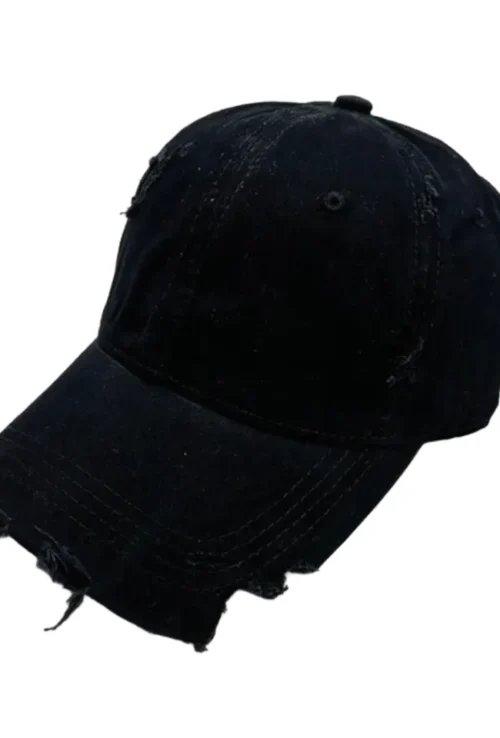 Attere Sliced Distressed Hat Black
