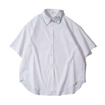 White Shirt, Face Print Extending Collar(A NEW)