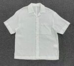 White Linen Shirt with Black Contrast Stitching