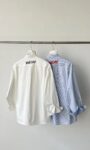 White Linen Shirt with Black Contrast Stitching