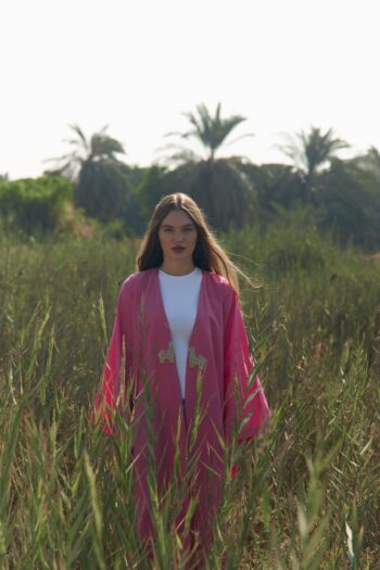 Le Halo Fuchsia Llama Abaya