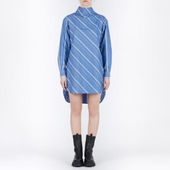 Back Open Stripe Shirts Dress