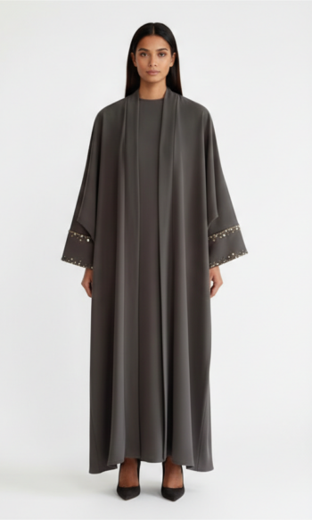 Dananeer Bisht Abaya with 2 lines embroidery